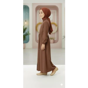 Medine Ipeği Beli Lastikli Bağcıklı Çocuk Ferace