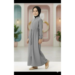 Medine Ipeği Beli Lastikli Bağcıklı Çocuk Ferace