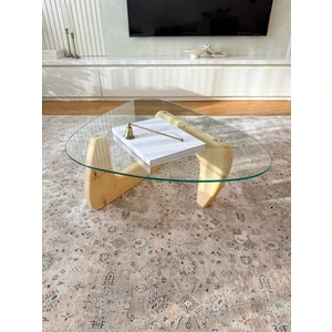 Orta Sehpa - Naturel Renkli Asimetrik Model 90X65 cm ( Temperli Cam )