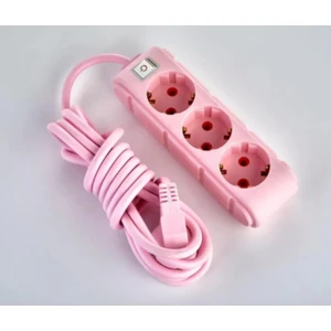 Merkez Avize Merkez Elektrik Pembe Renkli Anahtarlı Üçlü Topraklı Kablolu Topraklı Grup Priz 3 Metre