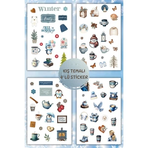 4'lü Winter /kış /kar Temalı Sticker Planner Ajanda Bullet Journal Için Uygun Set