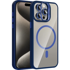 iPhone 15 Pro Max Kılıf Standlı ve Kamera Lens Hediyeli M-Safe Şarj Özellikli Frms Etro Kapak - Laci