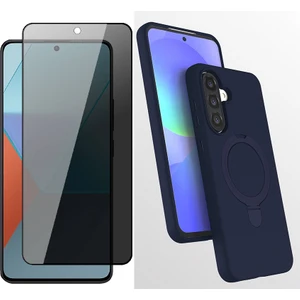 Samsung Galaxy A56 Kılıf M-Safe Şarj Özellikli Standlı Zore Samara Kapak + Privacy Hayalet Ekran Koruyucu