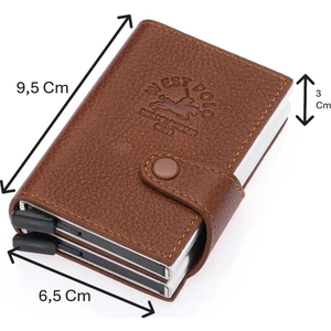 Hakiki Deri Çift Mekanizmalı Unisex Kartlık - Taba