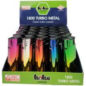 Turbo 1800 Turbo Metal Rüzgarda Sönmeyen Pürmüzlü Çakmak 25'li