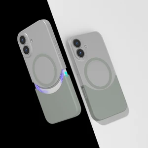 iPhone 16 Plus Kılıf M-Safe Şarj Özellikli Mıknatıslı Frms Duble Kapak - Gri