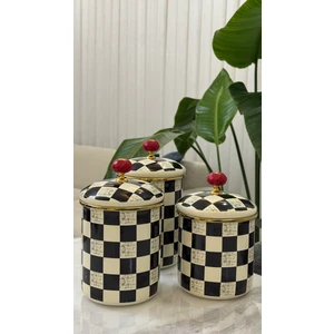 Dama Desen Emaye 3 Lü Baharatlık 13-15-17 cm