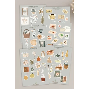 Vintage Sticker 6 Sayfa Scrapbook / Estetik