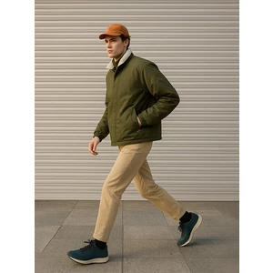 Gömlek Yaka Fermuarlı Cepli Yeşil Mont