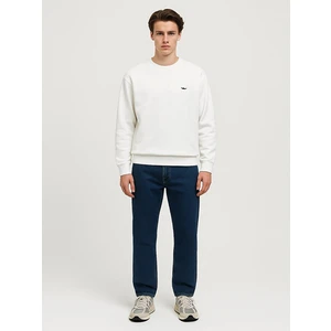 Uzun Kollu Bisiklet Yaka Basıc Beyaz Sweatshırt