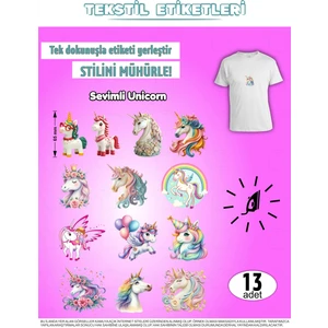 AGG Reklam Ütü ile Yapışan Kıyafet Etiketi Unicorn 13Lü Set