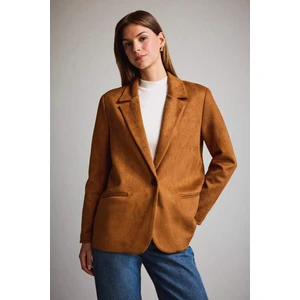 Oversize Ceket Yaka Süet Blazer Ceket E2779AX25AU