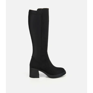 Kadın Süet Siyah Streç Topuklu Çizme