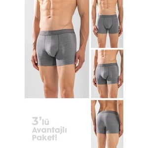 Baykar Erkek Compact Düz Boxer 3'lü Set 1110 Gri Melanj