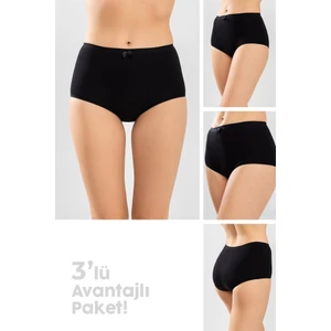 Kadın Düz Bato Külot 3'lü Set 8806 Siyah
