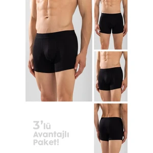 Erkek Compact Düz Boxer 3'lü Set 1110 Siyah