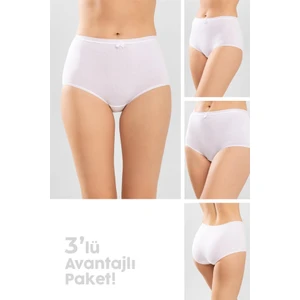Kadın Düz Bato Külot 3'lü Set 8806 Beyaz