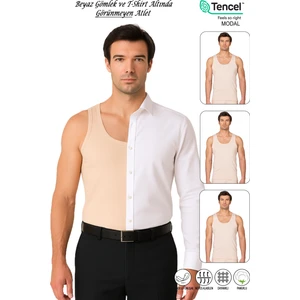 Özkan Underwear Özkan 10852 3'lü Paket Erkek Premium Esnek Kumaş Pamuklu Modal Kalın Askılı Atlet