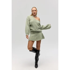 MAI STUDIOS CO. Nordis Volanlı Yeşil Triko Mini Etek