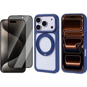 iPhone 17 Pro Kılıf M-Safe Şarj Özellikli Standlı Zore Piza Silikon Kapak + Hayalet Ekran Koruyucu