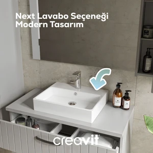 Next Kare Beyaz Delikli Lavabo 70x50 Cm NX270
