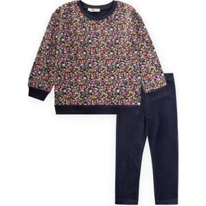 Desenli Sweatshirt Takım 4-12 Yaş Lacivert