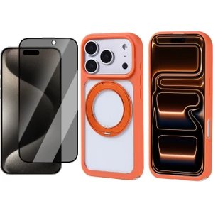 iPhone 17 Pro Max Kılıf M-Safe Şarj Özellikli Standlı Zore Piza Silikon Kapak + Hayalet Ekran Koruyucu