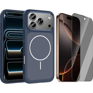 iPhone 17 Pro Kılıf M-Safe Şarj Özellikli Metal Kamera Çerçeveli Zore Sanremo Silikon Kapak + Hayalet Ekran Koruyucu