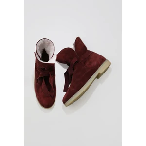 Bueno Shoes Bordo Süet Kadın Düz Bot 01WT3303 01WT3303