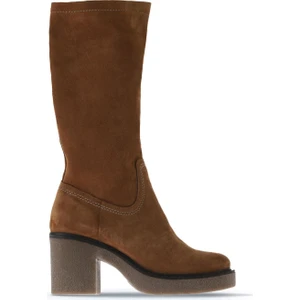 Bueno Shoes Taba Süet Kadın Topuklu Çizme 01WT2903 01WT2903