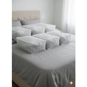 6'lı Beyaz Büyük Baza Altı & Çekyat Tipi Tela Hurç 65X45X22 cm – Fermuarlı Saklama ve Düzenleme Hurc