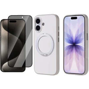 Apple iPhone 17 Kılıf M-Safe Şarj Özellikli Standlı Zore Proton Silikon Kapak + Hayalet Ekran Koruyucu