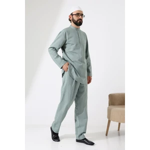 İhvan Online Erkek Tek Cepli Gömlek Pantolon Ikili Takım Hac ve Umre Kıyafeti Yeşil (Vşn)