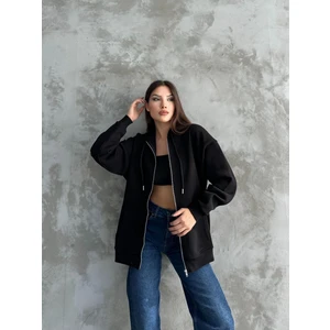 My Lunessa Fermuarlı Kapüşonlu Oversize Hırka