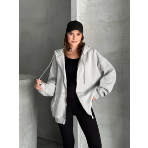 My Lunessa Fermuarlı Kapüşonlu Oversize Hırka