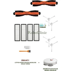 Xiaomi Robot Vacuum S10+ / S10 Plus Robot Süpürge Uyumlu Yedek Ana Fırça, Yan Fırça, Hepa Filtre - 12 Parça