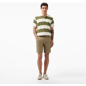 Erkek Yeşil Slim Fit Keten Şort