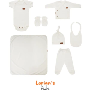 Yeni Doğan Petek Dokulu 7'li Battaniyeli Zıbın Takımı %100 Pamuklu Hastane Çıkışı- Beyaz