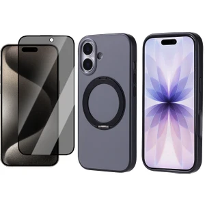 Apple iPhone 17 Kılıf M-Safe Şarj Özellikli Standlı Zore Proton Silikon Kapak + Hayalet Ekran Koruyucu