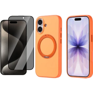 Apple iPhone 17 Kılıf M-Safe Şarj Özellikli Standlı Zore Proton Silikon Kapak + Hayalet Ekran Koruyucu