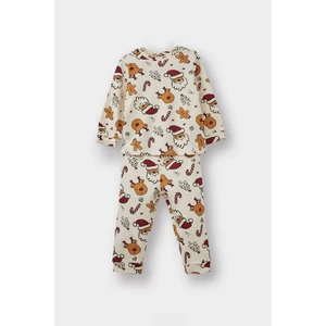 Erkek Bebek Pijama Takımı Yılbaşı Temalı Uzun Kollu Üst Uzun Alt F0557A525AU