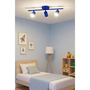 Spoti 3'lü Mavi Renk (Beyaz Işık) Modern Tasarım Salon - Mutfak - Banyo Spot Ledli Sıralı Avize