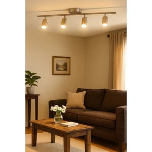 Spoti 4'lü Gri Renk (Gün Işığı) Modern Tasarım Salon - Mutfak - Banyo Spot Ledli Sıralı Avize