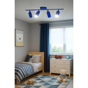 Spoti 4'lü Mavi Renk (Beyaz Işık) Modern Tasarım Salon - Mutfak - Banyo Spot Ledli Sıralı Avize