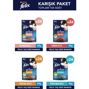 Karışık Yaş Kedi Maması 85 gr x 104 Adet