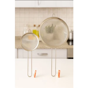Çavdar Group 2 Adet Metal Saplı Paslanmaz Çelik Süzgeç Set- 2 Boy (14 Cm, 22 Cm) Metal Ince Tel Süzgeç Seti
