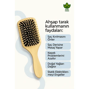 Duff Clean Bambu Uçlu Saç Fırça Ahşap Saç Fırçası Ahşap Tarak
