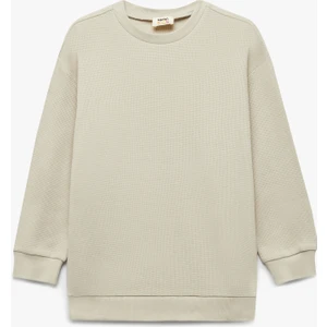 Pamuklu Uzun Kollu Bisiklet Yaka Oversize Basic Sweatshirt