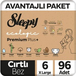 Ecologic Premium Plus Avantajlı Paket Bebek Bezi 6 Numara xl 96 Adet