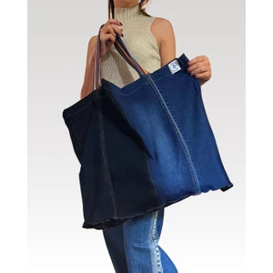 Denim Büyük Boy Patchwork Çanta